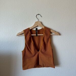 Urban Outfitters Out From Under Hailey Deep V Plunging Top Burnt Orange